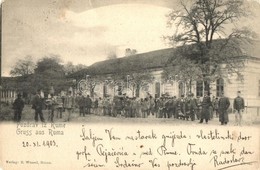 T2/T3 Árpatarló, Ruma; Utcakép Falubeliek Csoportképével / Street View With Villagers' Group Picture (EK) - Non Classés