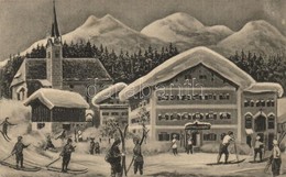 T2 Fieberbrunn (Tirol), Gasthof Zu Alten Post / Guest House In Winter, Skiing People + K.u.K. Kommando Des Skikurses Fie - Unclassified