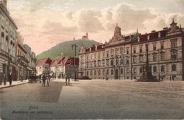 T2 Most, Brüx; Marktplatz Mit Schlossberg / Market Square And Castle + M. Kir. XIX. Népfelkelő őrzászlóalj 2. őrszázad - Unclassified