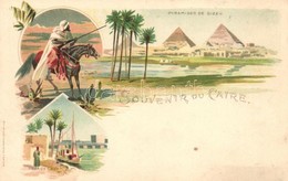 ** T1/T2 Cairo, Pyramid Of Giza, Qasr Al-Nil Bridge, Litho - Unclassified