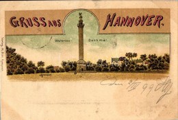 * T4 1899 Hannover, Waterloo-Denkmal, Verlag M. Bär / Monument (levágott / Cut) - Non Classés