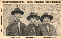 ** T2/T3 1927-1929 Nagybánya, Baia Mare; Erdélyi Cserkészek Európai Körútja. Juhos Géza, Magyary Béla és Berti / Transyl - Non Classés