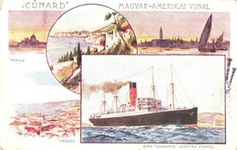 T2/T3 Cunard Magyar-Amerikai Vonal / RMS Saxonia Leaving Fiume (EB) - Unclassified