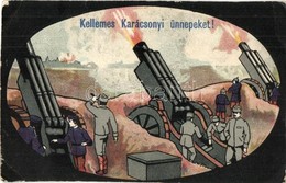 * T2/T3 Kellemes Karácsonyi Ünnepeket! / WWI Austro-Hungarian K.u.K. Military Christmas Greeting Card, Soldiers With Mor - Non Classés