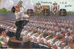 * T3 Freiübung. 1, 2, 3, Gsuffa! / German Military Humour, Beer Drinking (r) - Non Classés