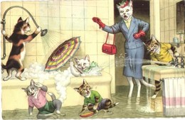 * T2 Bathing Cats. Alfred Mainzer No. 4860. - Modern Postcard - Non Classés