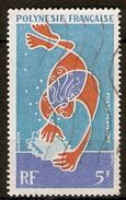 POLYNESIE  Française    -   Aéro  -    1970 .    Y&T N° 35 Oblitéré.   Huître Perlière  /  Plongeur Ramassant La Nacre - Used Stamps