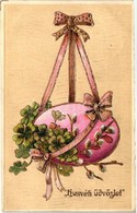 T4 Easter, Egg, Clover, Golden Decorated Emb. Litho (cut) - Unclassified
