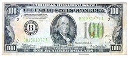 Amerikai Egyesült Államok / Boston 1934-1945. (1934) 100$ 'Federal Reserve Note' Sötétzöld Pecsét, 'William Alexander Ju - Unclassified