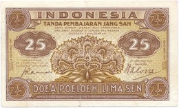 Indonézia 1947. 25s T:III
Indonesia 1947. 25 Sen C:F
Krause 32 - Unclassified