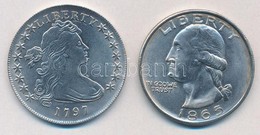 Amerikai Egyesült Államok 1797. 1$ Fe Hamisítvány + 1865. 1$ 'George Washington' Fe Másolat 'FACSIMILE' Jelzéssel T:2
US - Non Classés