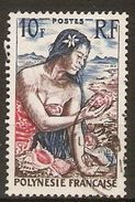 POLYNESIE  Française    -  1958 .    Y&T N° 9 Oblitéré.   Tahitienne Et Coquillage - Gebraucht