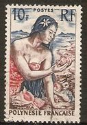 POLYNESIE  Française    -  1958 .    Y&T N° 9 Oblitéré.   Tahitienne Et Coquillage - Gebraucht