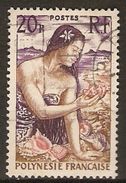 POLYNESIE  Française    -  1958 .    Y&T N° 11 Oblitéré.   Tahitienne Et Coquillage - Gebraucht