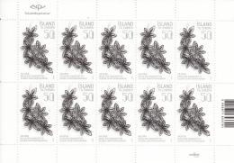 Iceland 2015 MNH Minisheet Of 10 Silver Flower Brooch Jewelry Design VI - Blokken & Velletjes