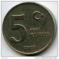 Turquie Turkey 5 Yeni Kurus 2005 KM 1165 - Turquie