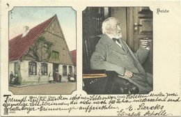 AK Heide SH Claus Groth Portrait & Geburtshaus Color 1905 #02 - Heide