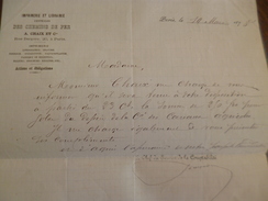 Lettre à En Tête Imprimerie Librairie Des Chemins De Fer Chaix Paris 1878 Rue Bergère Paris - Transport