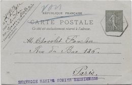 France Entiers Postaux - 15 C Semeuse Lignée - Carte Postale - Oblitéré - Standaardpostkaarten En TSC (Voor 1995)