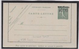 France Entiers Postaux - 15 C Semeuse Lignée Surchargée 0f10 Taxe Réduite - Carte-lettre - Neuf - TB - Letter Cards