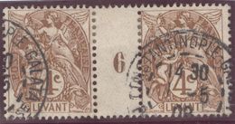 Franz. Kolonien Levante 1908-05-01 Constantinopel Mi#1+ZS+11 Bogennummer 6 Gestempelt Zwischensteg - Gebruikt