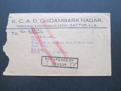 Indien 1940 Airmail Nach New York. Schöne Frankatur! Stempel: Nor Openend By Censor. C3 - 1936-47 Koning George VI