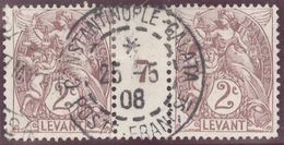 Franz. Kolonien Levante 1908-05-25 Constantinopel Mi#9+ZS+9 Bogennummer 7 Gestempelt Zwischensteg - Gebruikt