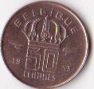 Belgique Pièce De 50 Centimes  Type Mineur Grande Tête En Français 1953 - 50 Cents