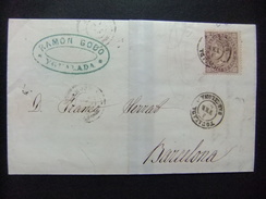 ESPAÑA ESPAGNE Carta Circulada 3/2/1869 De Igualada A Barcelona Edifil N 98 - Brieven En Documenten