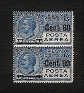 ITALIA 1927 - Coppia Posta Area, Tipo Leoni Soprastampato, 80 C. Su 1 L. Azzurro - MNH - Sassone A9 - Marcophilie (Avions)