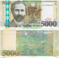 Armenia Arménie Armenien 5000 Dram 1PCS 2012 Banknote UNC Uncirculated Hovhannes Tumanyan Poet - Armenia