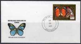 Congo Brazaville 1991, Scout, Butterfly, 1val GOLD In FDC - FDC