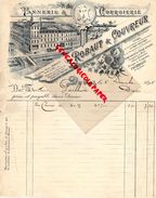 62- DOUAI-RARE FACTURE ROBAUT & COUVREUR- TANNERIE CORROIERIE-GANTERIE MEGISSERIE-CUIRS-VUE USINE- 1895 - 1800 – 1899