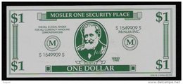 Test Note "MOSLER" Testnote, 1 US-Dollar, Beids. Druck, RRRRR, UNC, Firma Existiert Nicht Mehr! - Other & Unclassified