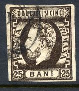 ROMANIA 1871 Prince Carol With Beard 25 B. Used.  Michel 28 - 1858-1880 Moldavia & Principality