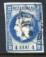 ROMANIA 1868 Prince Carol 4 B. Blue  Used.   Michel 19 - 1858-1880 Moldavië & Prinsdom