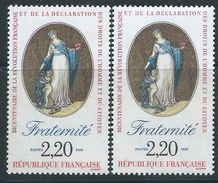 [15] Variété : N° 2575 Fraternité Marianne Borgne + Normal ** - Neufs