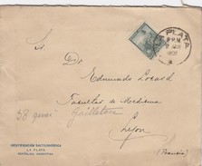 LETTRE ARGENTINE. 2.4.1908. IDENTIFICACION DACTILOSCOPICA  LA PLATA TO LYON - Lettres & Documents