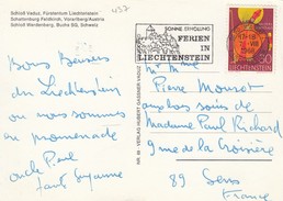 CARTE. LIECHTENSTEIN. 7.8.68.  VADUZ TO SENS FRANCE - Brieven En Documenten