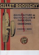 08-VRIGNE AUX BOIS-RARE BEAU CATALOGUE GILLET ROQUIGNY- MANUFACTURE QUINCAILLERIE FABRIQUE DE CREMONES-1951-FONDERIE FER - Documenti Storici