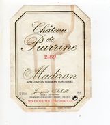 ETIQUETTE VIN CHATEAU DE PIARRINE 1989 MADIRAN - Madiran