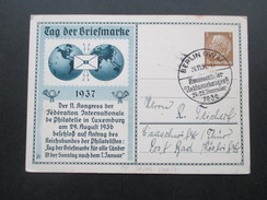 DR PP Privatganzsache Tag Der Briefmarke 1937 Sonderstempel Berlin NW4 Kontinentaler Reklamekongreß. Firmenwerbung - Covers & Documents