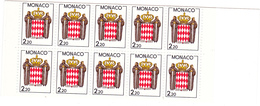 MONACO @ CARNET 10 Timbres Poste à 2,20 Francs - Armoiries - Booklets