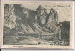 MUNSTER A ST GRUSS AUS CARTE A SYTHEME AVEC DEPLIANT DE 12 VUE MOULIN PAVILLON WASSERRAD SALZ SALINE - Bad Muenster A. Stein - Ebernburg