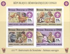 Congo Ex Zaire 2007, Scout, Gorilla, Oryx, 4val In BF IMPERFORATED - Gorilles