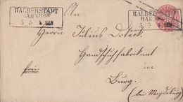 Preussen GS-Umschlag 1 Sgr. R3 Halberstadt Bahnhof 5.5. Gel. Nach Burg - Postal  Stationery