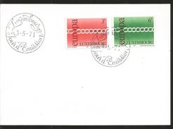 J) 1971 LUXEMBOURG, EUROPA CEPT, CHAINS LINKS, MULRIPLE STAMPS, FDC - Cartas & Documentos