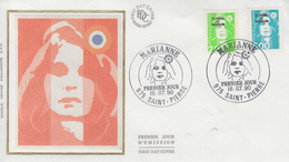 Enveloppe  FDC  1er Jour   SAINT  PIERRE  ET  MIQUELON   MARIANNE  Du   BICENTENAIRE   1990 - FDC