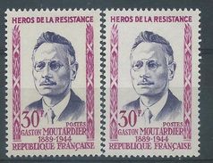 [15] Variété : N° 1202 Héros De La Résistance Moutardier Double-frappe + Normal  ** - Unused Stamps