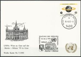 UNO WIEN 1993 Mi-Nr. 135 WEISSE KARTE - GRAZ 18.06.1993 - Storia Postale